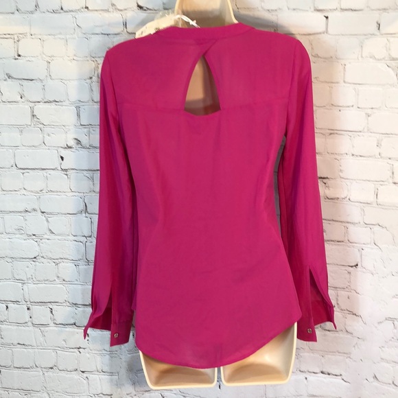 NWT Candies Magenta Tunic Keyhole Back Long Sleeve XS - Picture 2 of 5